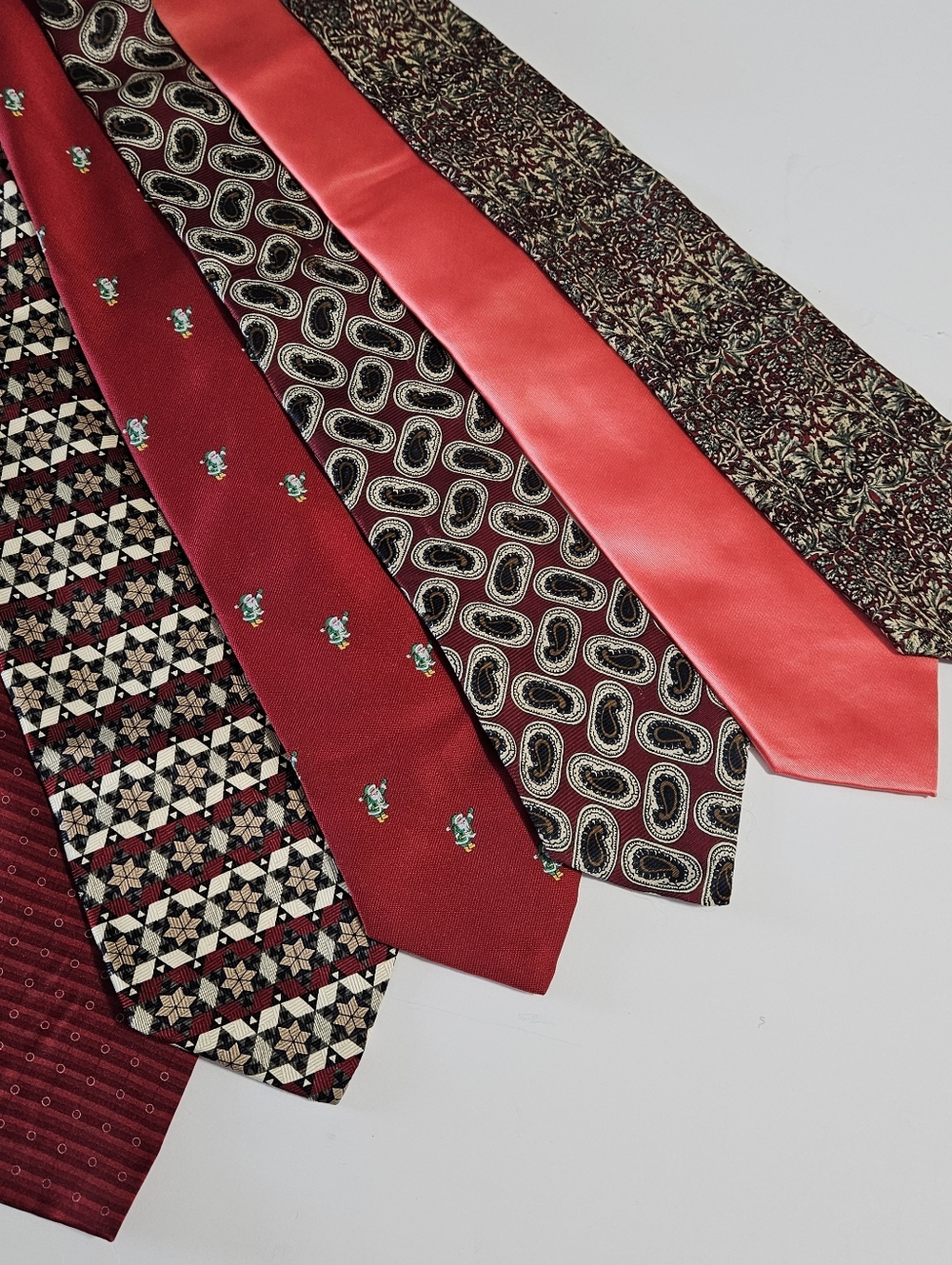 6 Misc. Name Brand Men's Silk Polyester Nylon Red Brown Multi-Colored Neck Ties